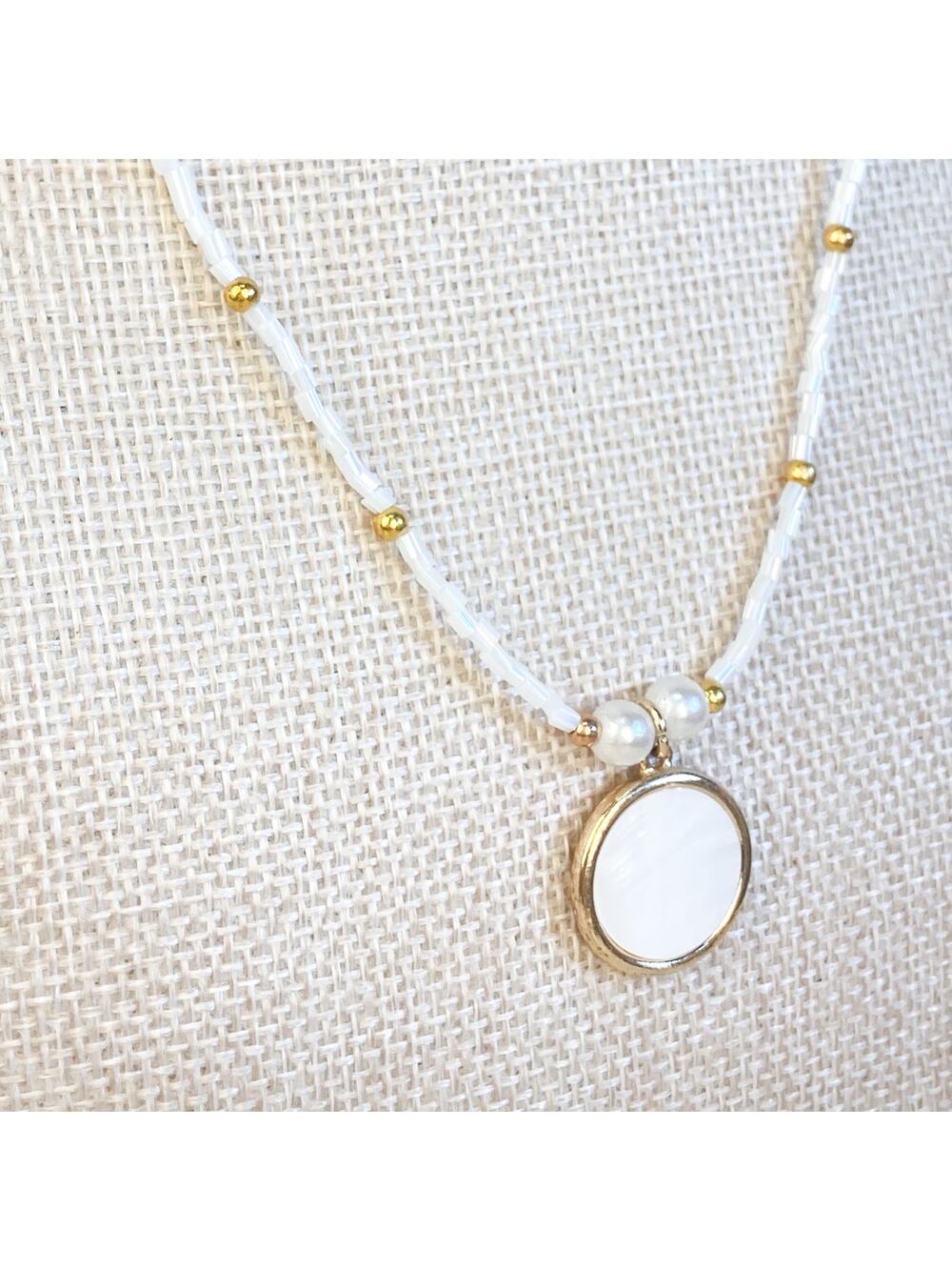 Beachy White Shell Bead Necklace